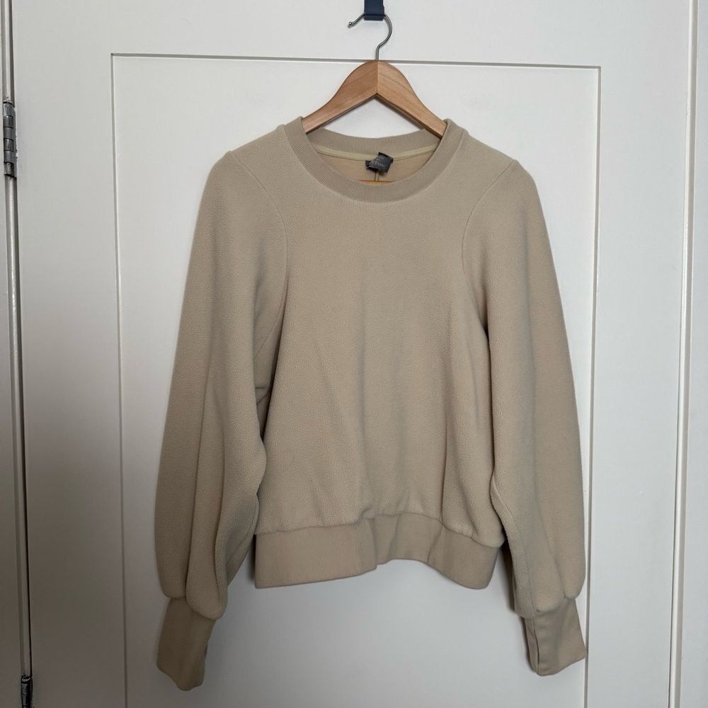 Sweaty Betty Sweatshirt Womens Sz 10 Beige Fleece Plush Long Sleeve Pullover